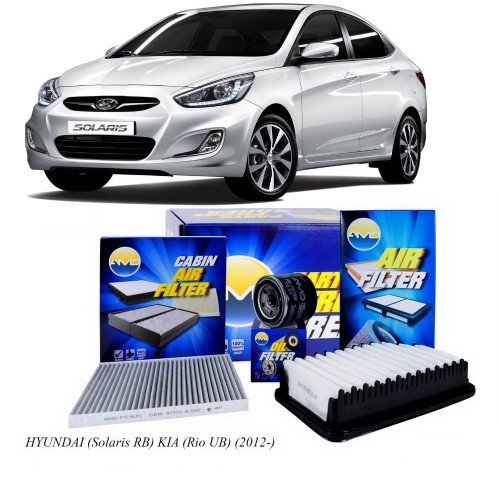 Комплект фильтров для ТО Hyundai Solaris, Kia Rio (масляный + воздушный + салонный угольный) AMDSETF33C-N