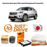 Комплект фильтров для ТО Just Drive Hyundai Creta (масляный + воздушный + салонный пылевой)