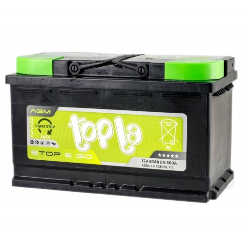Аккумулятор TOPLA Topla AGM Stop&Go 80 а/ч 800A 6СТ-80R, 315x175x190, Обратная полярность (-+)