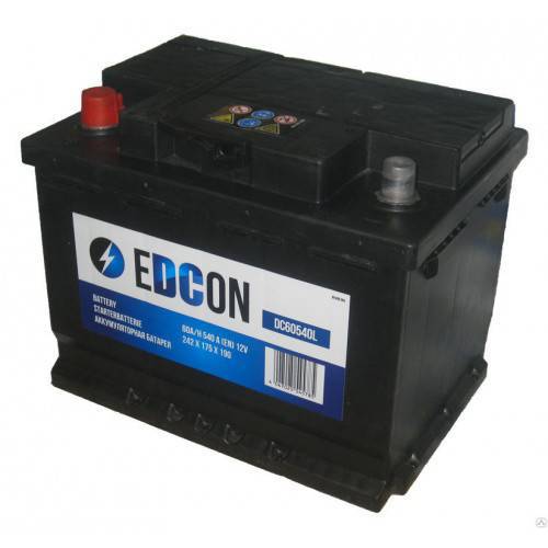 Аккумулятор Edcon 60 А/ч, 540A, Прямая полярность, размеры 242x175x190