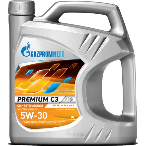 Моторное масло Gazpromneft Premium C3 5w30 4 литра, синтетическое