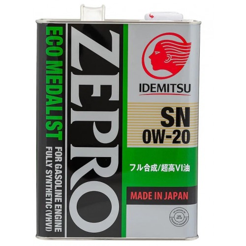 Моторное масло Idemitsu Zepro Eco Medalist 0w20 4 литра, синтетическое