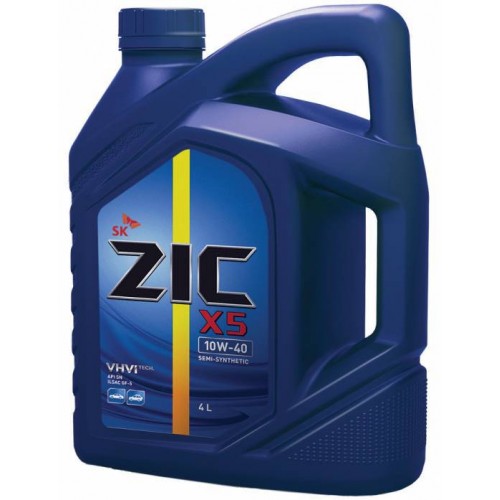 Моторное масло ZIC X5 10w40 4 литра, полусинтетическое