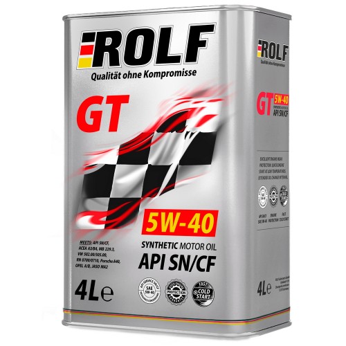 Моторное масло Rolf GT 5w40 4 литра, синтетическое