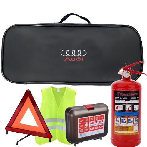 Набор автомобилиста 5 предметов для ТО, сумка экокожа с логотипом AUDI для ТО