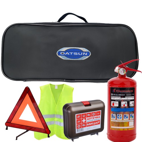 Набор автомобилиста 5 предметов для ТО, сумка экокожа с логотипом Datsun для ТО