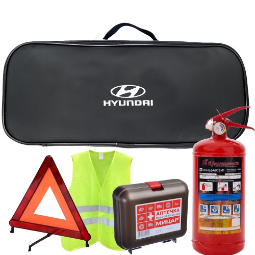 Набор автомобилиста 5 предметов для ТО, сумка экокожа с логотипом Hyundai для ТО