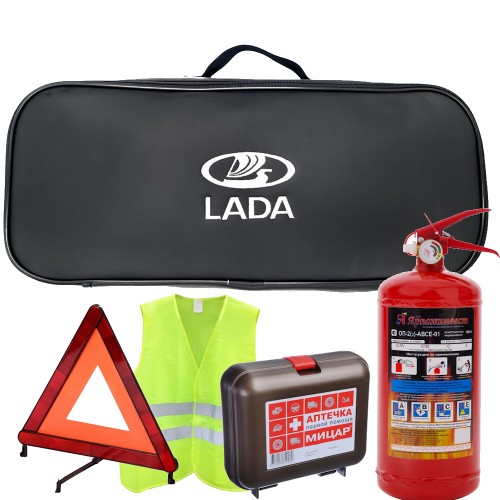 Набор автомобилиста 5 предметов для ТО, сумка экокожа с логотипом LADA для ТО