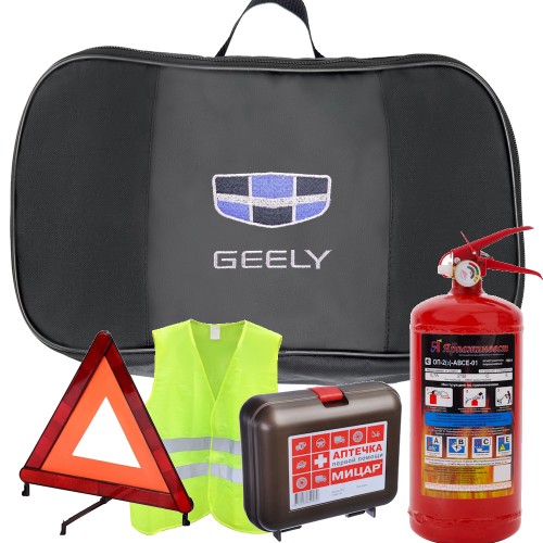 Набор автомобилиста 5 предметов для ТО, сумка ткань с логотипом Geely для ТО