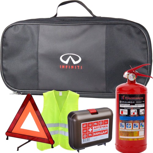 Набор автомобилиста 5 предметов для ТО, сумка ткань с логотипом INFINITI для ТО