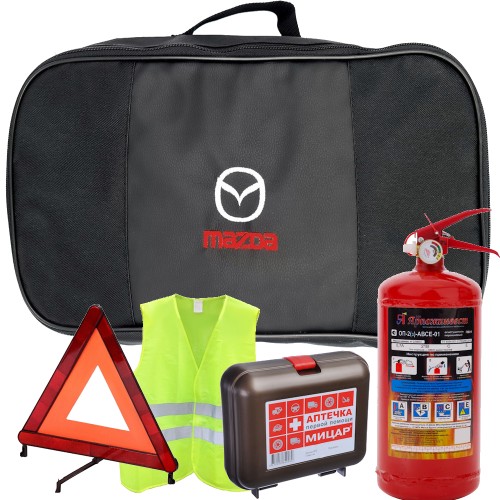 Набор автомобилиста 5 предметов для ТО, сумка ткань с логотипом Mazda для ТО