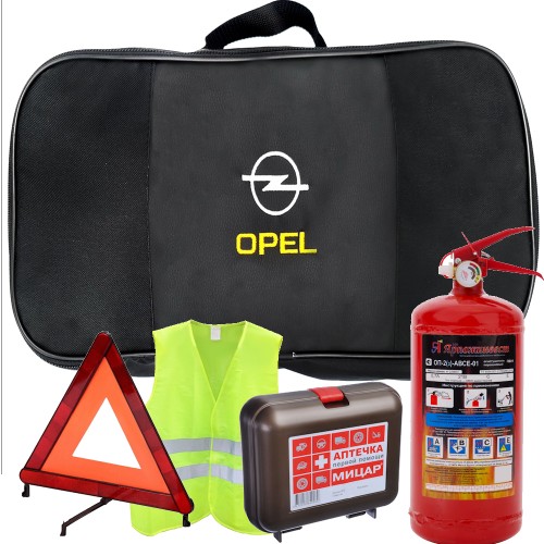 Набор автомобилиста 5 предметов для ТО, сумка ткань с логотипом OPEL для ТО