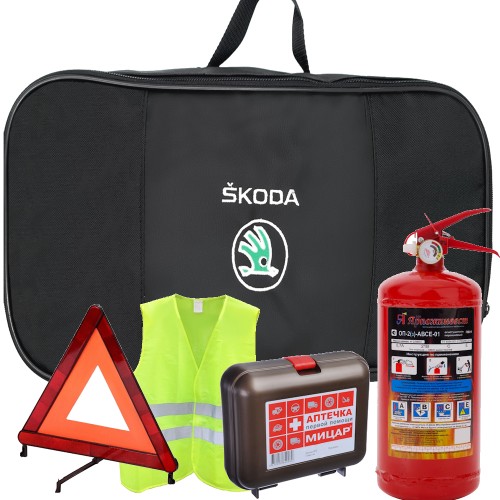 Набор автомобилиста 5 предметов для ТО, сумка ткань с логотипом Skoda для ТО